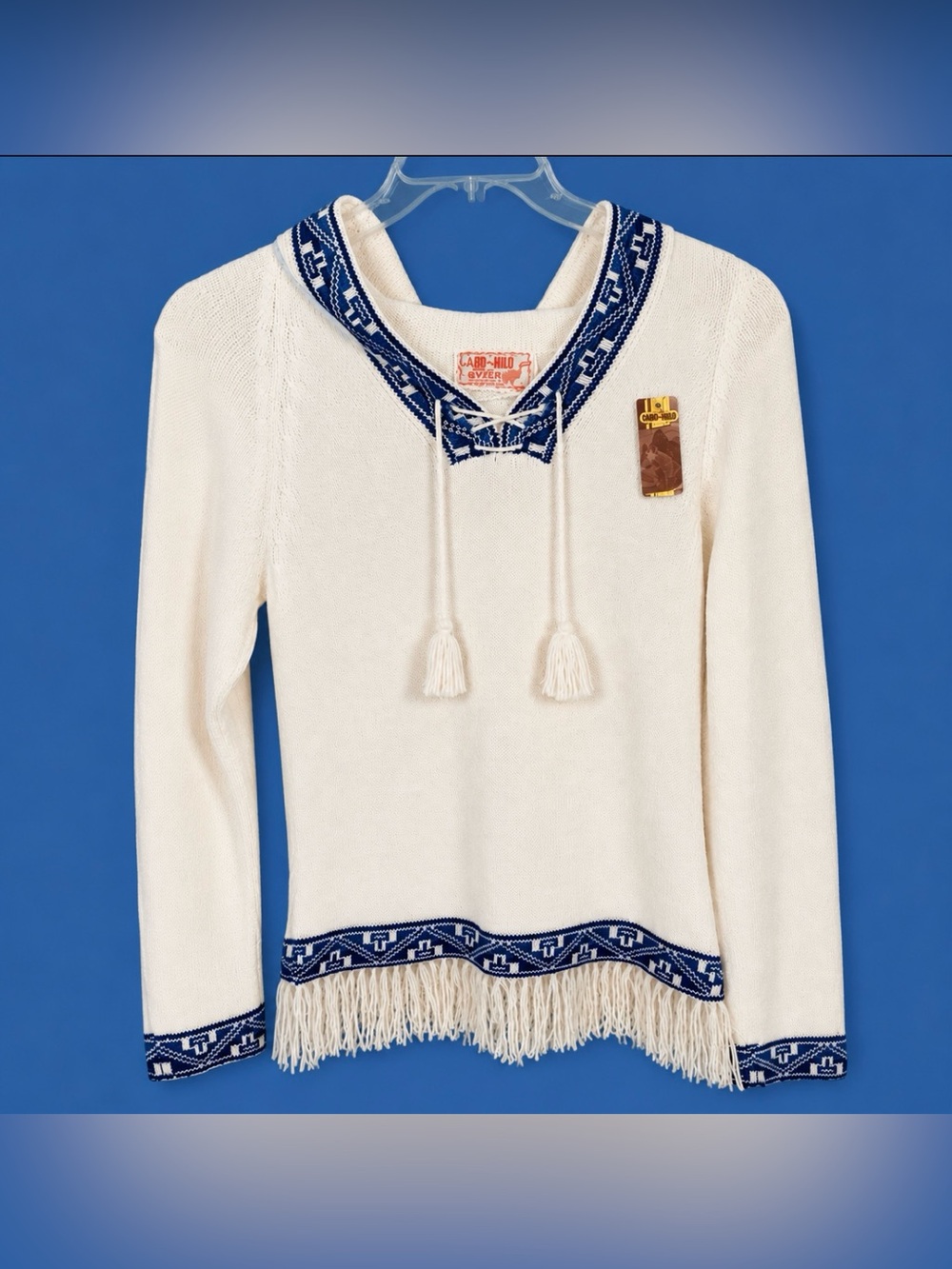 100% Baby Alpaca White Hooded Sweater Size S NWT - Picture 3 of 10